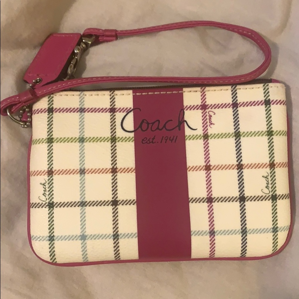 Coach Plaid Wristlet